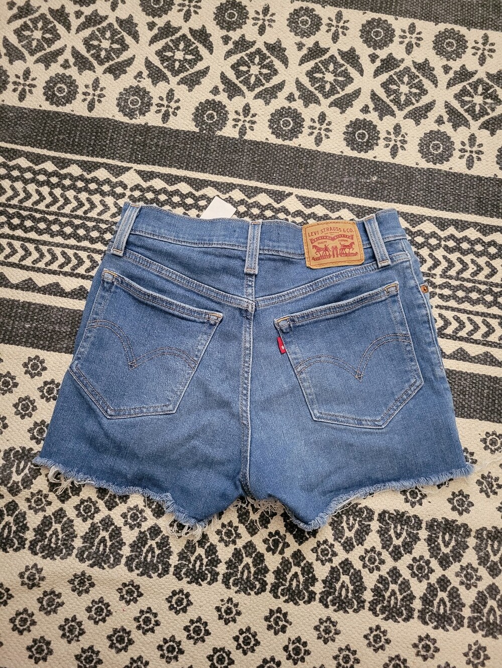Levi's Medium Blue Denim Frayed Hem Shorts